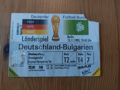 Used Ticket UEFA EURO 1996 Quali DFB Deutschland Germany vs Bulgarien Bulgaria
