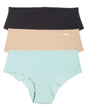 DKNY Cut Anywhere Hipster Panty Underwear 3 Pack Black Nude Turquoise Medium