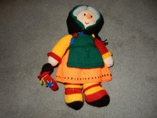 Jean Greenhowe Strach na wróble Babcia Ręcznie dziergana ręcznie robiona lalka stracha na wróble 13"