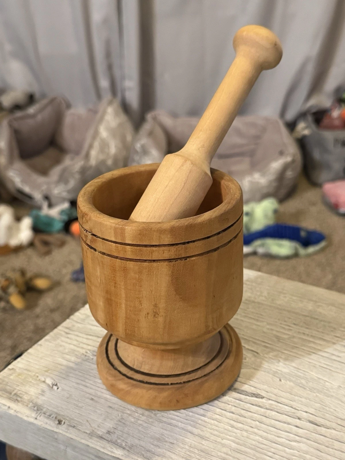 Antique Mortar & Pestle Wooden Primitive Vintage