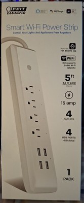 Feit Smart Home 5ft 4 Outlets Smart Enabled Wifi Powerstrip W/USB...