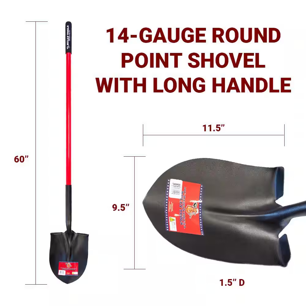 49.25 In. Fiberglass Long Handle 14-Gauge Steel round Point Shovel