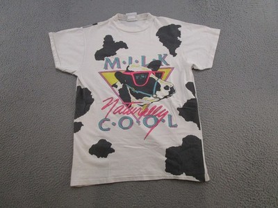 VTG 90s Milk Drink Milk Party Cool Cow Single Stitch All Over Print SZ XL Read
