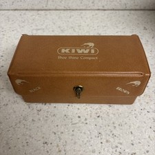 Kiwi Shoe Shine Kit Horsehair Brushes Made in USA Case Polish Vintage Travel