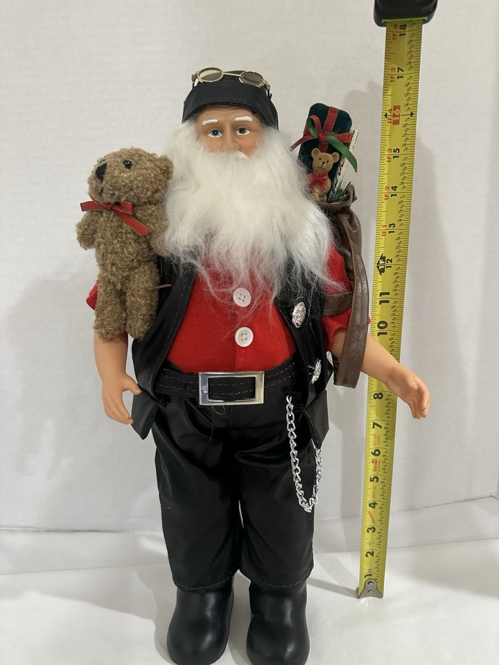 17.5” Biker Santa Faux Leather Doo-rag Eagle/Mrs Claus Tatoo Harley ...