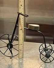 Cute Metal Tricycle 9 X 12 w/Hitch Wood Seat Ideal For Display Home Decor Doll