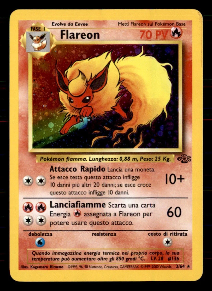 Flareon Pokémon TCG Jungle Individual Collectible Card Game Cards