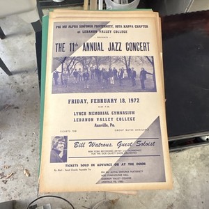 11th Annual Jazz Concert Poster Lebanon Valley College Feb 18 1972 Bill Watrous
