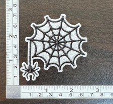 Spider Dangling From Spiderweb Halloween Embroidered Iron On Patch