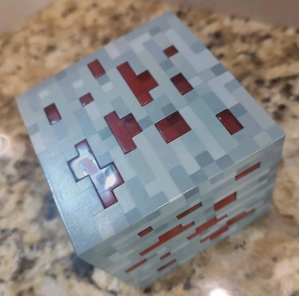 Minecraft Stone Ore Red Redstone Block Light Up Cube Think Geek 2012 Room Decor - Image 3 of 4