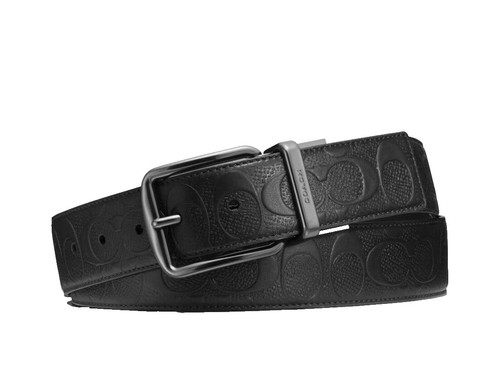 Vintage Coach Leather Belt With Leather Logo Tag Silver Tone  display picture 1