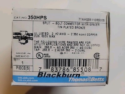 Thomas & Betts  Split Bolt Connector With Spacer Tin Plated Bronze, 500HPS