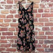 Ann Taylor Dress Womens 2 Petite Black Multicolor Floral Pleated Zip Up