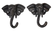 Elephant Wall Hook Set Cast Iron Decorative Zoo Animal Wall Mountable Key Hook 