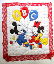 Dundee Disney Baby Mickey Minnie Pluto ABC Blocks Quilt Blanket Vintage 80s