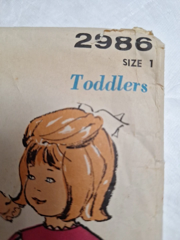 Dress Smock Top 12M 1 1T Sew Easy Advance Sewing Pattern 2986 Cut VTG Short Yolk - Image 4 of 4