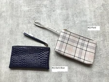 Choose Thin Woman's Zipper Simple Wallet Wristlet Clutch Purse OR Cosmetic Bag