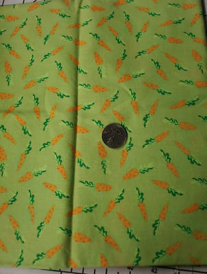 1/2 + Yd Carrots Light Green Background Miller Fabric Sewing Quilt