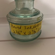 Early Cork Top 1900s Ink Well Bottle 2 3/4&rdquo; X 2 7/8&rdquo; Round Igloo Shaped