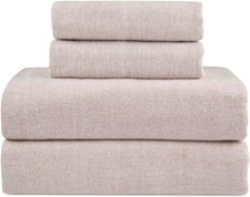 - Queen Sheet Set, Warm Breathable Cotton Flannel Bedding with Deep Pockets, Bru