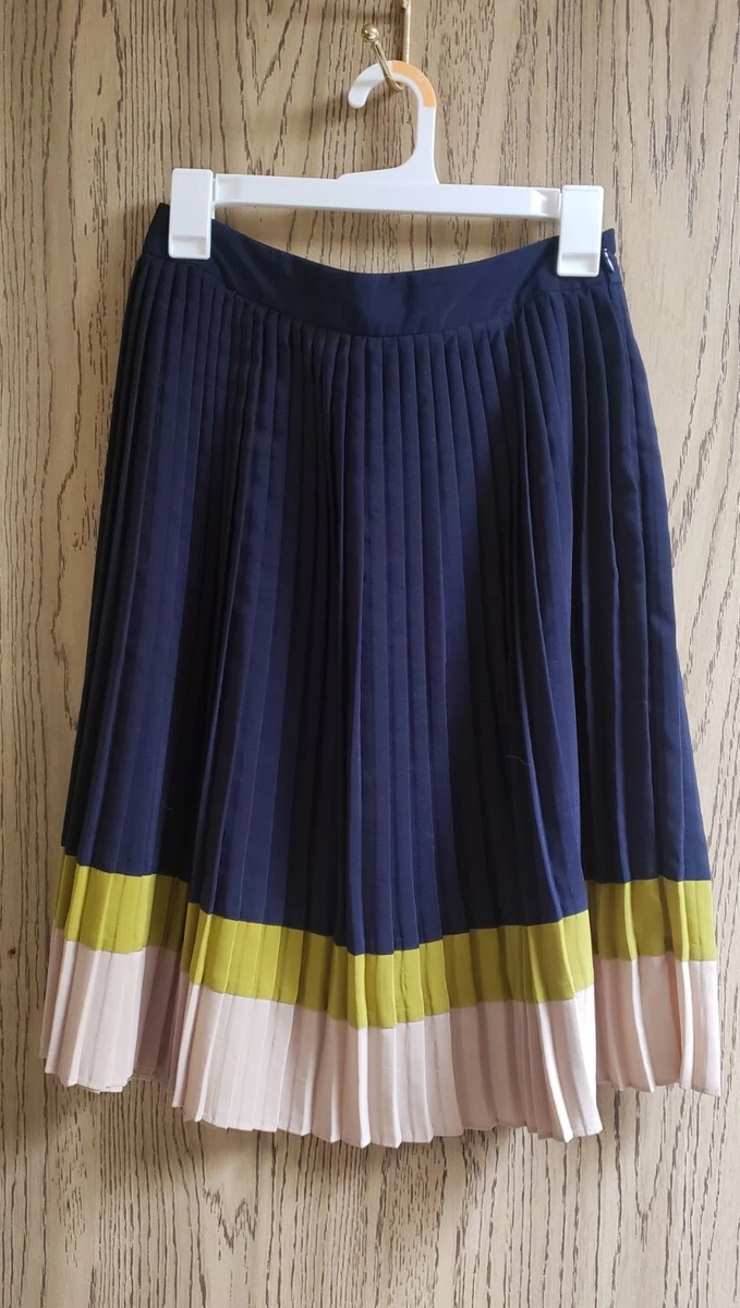 Blue beige top pleated skirt