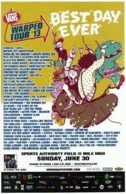 CHIODOS 3OH!3 REEL BIG FISH WARPED 2013 DENVER CONCERT POSTER | eBay