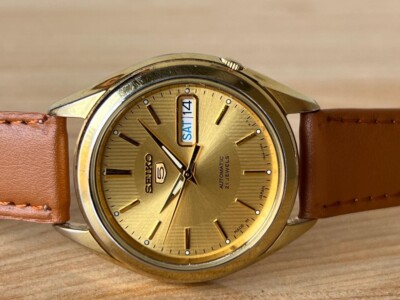 Seiko Gold Dial 7s26-03v0 Automatic 38mm Men's Watch, Perfect