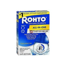 Rohto Eye Drops Ice Cooling All In One Symptom Relief Sterile 0.4 oz Pack of 3