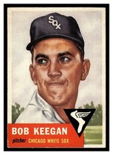 1953 TOPPS BOB KEEGAN #196 ROOKIE CARD WHITE SOX MID HIGHER GRADE CENTERED. rookie card picture