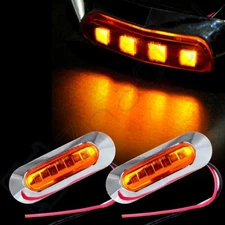 1 Pair Clearance Light Side Marker Truck Trailer w Chrome Cover Bezel Waterproof