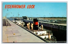 Massena, New York NY, Eisenhower Lock, Ship Boat, Chrome Postcard Posted 1963