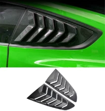 Carbon Fiber Rear Side Quarter Louver Window Cover For Ford Mustang 2014-2021