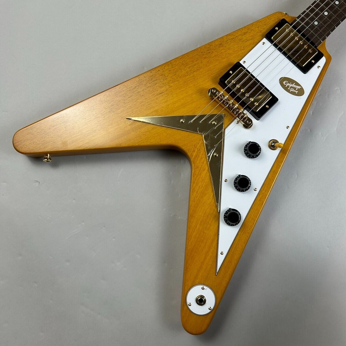 Epiphone Electric Guitar Korina Flying V Aged Natural with Epiphone Electric Guitar Korina Flying V Aged Natural with