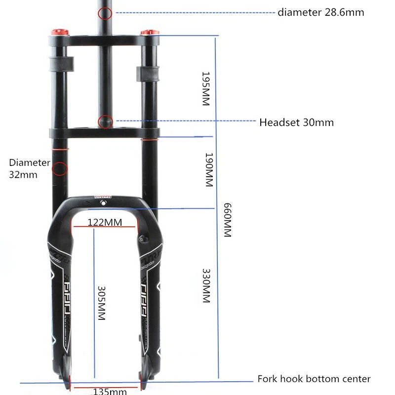 20"x 4.0" Snow Bike Fork Double Shoulder Fat Rebound Adjustment Fat Bicycle Fork - Image 4 of 4