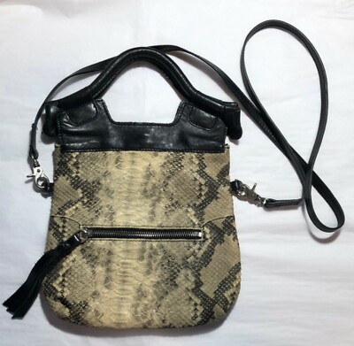 Python Leather Tote Crossbody Bag 