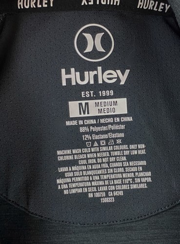 HURLEY Polo Golf Uomo Nera Traspirante Umidità NUOVA CON ETICHETTE Taglia Media - Foto 6 di 8