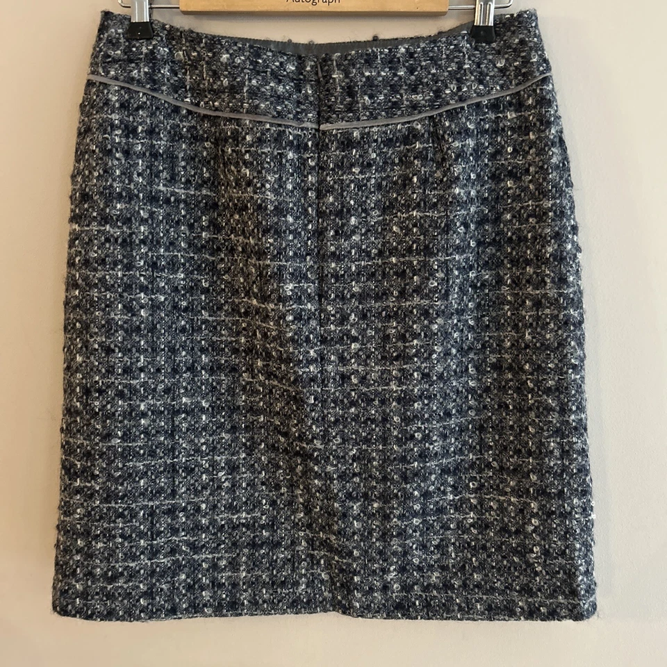Laura Ashley Moon Wool Skirt Size 12 Blue Boucle Tweed Short - Image 2 of 4
