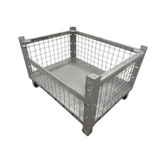 1 x mesh box viewing box stacking box stacking container 800 x 600 x 500 mm hot-dip galvanized