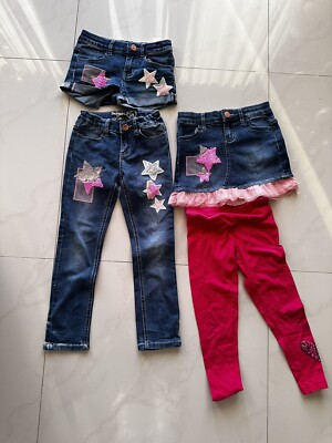 Desigual Girls Jeans Set If Clothes , 4 Pieces (jeans, skirt, shorts, Leggings)