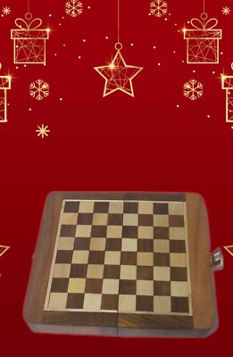 5'' Mini Pocket Wooden Folding Travel Chess Set with Magnetic Board & Chess