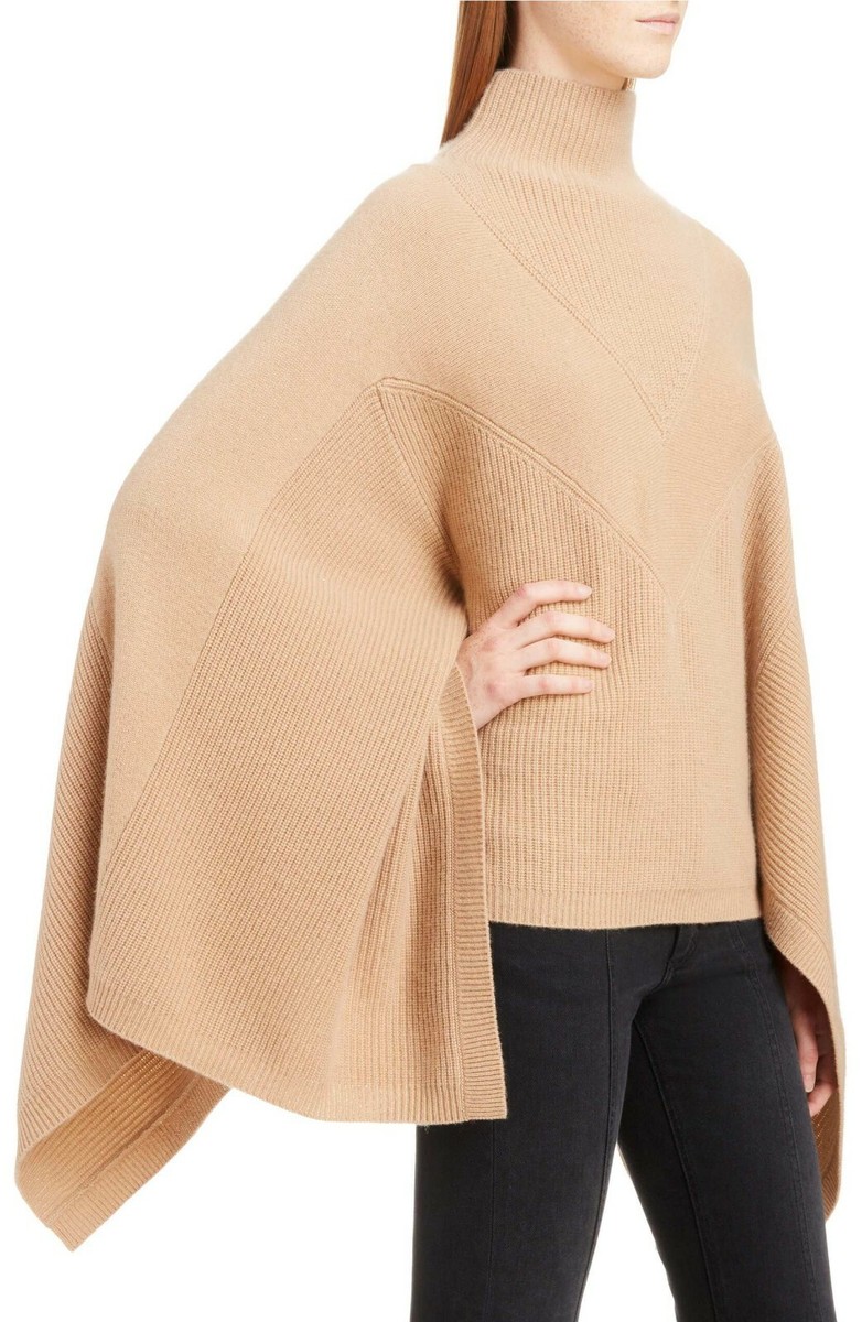 GIVENCHY◆CASHMERE TURTLE NECK PONCHO SWEATER/S/カシミア/BEG/BWC0494Z3L GIVENCHY Camel Beige Cashmere Funnel Turtle-Neck Cape Poncho