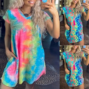 tie dye v neck dress