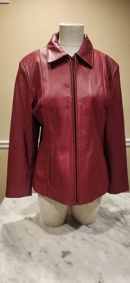 Womens Excelled Red Leather Jacket Large - Image 3 of 4