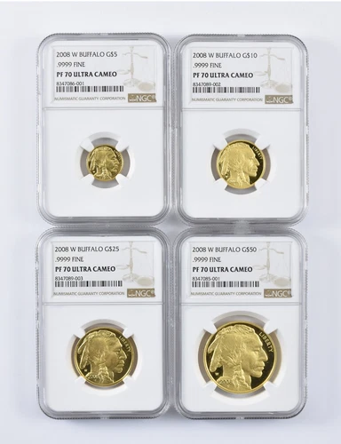Lot (4) 2008-W $5/$10/$25/$50 American Gold Buffalo PF70 UCAM NGC *0908