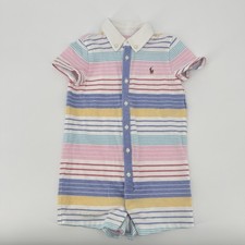Ralph Lauren Infant Size 24M One Piece Romper Jumpsuit Striped Pastels Pony Logo
