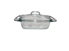 PYREX 2qt 1.9L Blue Clear Glass Casserole Dish USA C624 17 w HANDLES+LID+CARRIER