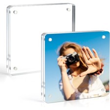 3x3 Clear Acrylic Picture Frame with Strong Magnets Free Standing Desktop