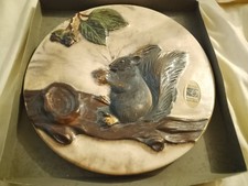 Vintage Wandteller Lerchen Keramik Majolika Fat Lava Handarbeit EICHHÖRNCHEN OVP