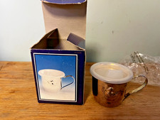 Baby Sippy Cup With Plastic Lid Silver Plated Mint in Box embossed DUCK