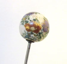 Antique Satsuma Hatpin Hand-Painted Flowers